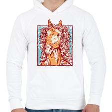 PRINTFASHION Ló - Férfi kapucnis pulóver - Fehér férfi pulóver, kardigán