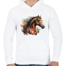 PRINTFASHION Ló  - Férfi kapucnis pulóver - Fehér férfi pulóver, kardigán