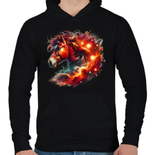 PRINTFASHION ló - Férfi kapucnis pulóver - Fekete férfi pulóver, kardigán