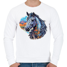 PRINTFASHION Ló - Férfi pulóver - Fehér