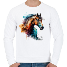 PRINTFASHION Ló - Férfi pulóver - Fehér férfi pulóver, kardigán