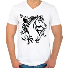 PRINTFASHION ló - Férfi V-nyakú póló - Fehér