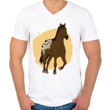 PRINTFASHION Ló - Férfi V-nyakú póló - Fehér férfi póló