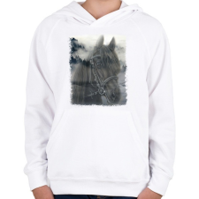 PRINTFASHION ló - Gyerek kapucnis pulóver - Fehér gyerek pulóver, kardigán