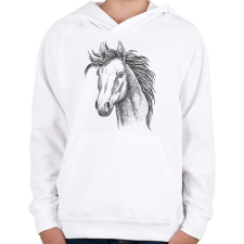 PRINTFASHION ló - Gyerek kapucnis pulóver - Fehér gyerek pulóver, kardigán