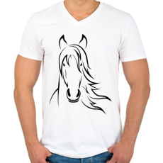 PRINTFASHION Ló minta - Férfi V-nyakú póló - Fehér
