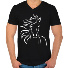 PRINTFASHION Ló minta  - Férfi V-nyakú póló - Fekete