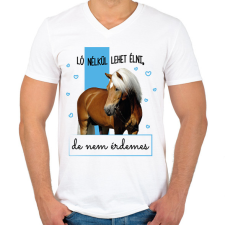 PRINTFASHION Ló nélkül lehet élni - Férfi V-nyakú póló - Fehér férfi póló