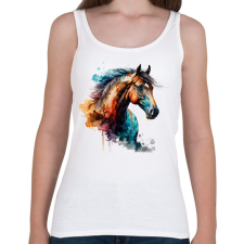 PRINTFASHION Ló - Női atléta - Fehér női trikó