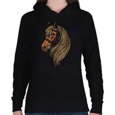 PRINTFASHION Ló - Női kapucnis pulóver - Fekete női pulóver, kardigán