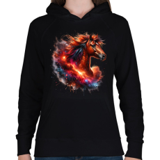PRINTFASHION ló - Női kapucnis pulóver - Fekete