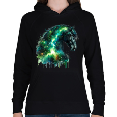 PRINTFASHION ló - Női kapucnis pulóver - Fekete