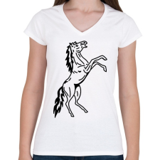PRINTFASHION ló - Női V-nyakú póló - Fehér női póló