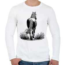 PRINTFASHION Ló rajz - Férfi hosszú ujjú póló - Fehér férfi póló