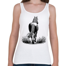 PRINTFASHION Ló rajz - Női atléta - Fehér női trikó