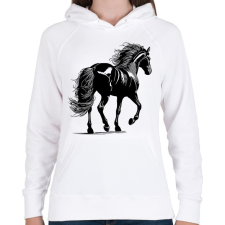 PRINTFASHION Ló rajz - Női kapucnis pulóver - Fehér női pulóver, kardigán