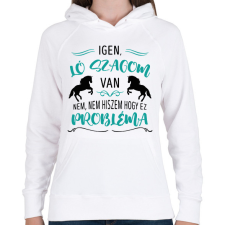 PRINTFASHION Ló szagom van - Női kapucnis pulóver - Fehér női pulóver, kardigán