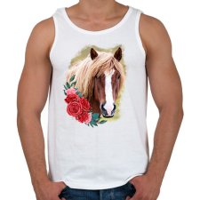 PRINTFASHION Ló virággal - Férfi atléta - Fehér atléta, trikó