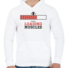 PRINTFASHION Loading Muscles - Férfi kapucnis pulóver - Fehér