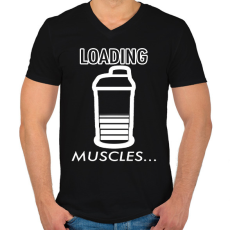PRINTFASHION Loading Muscles - Férfi V-nyakú póló - Fekete