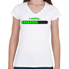 PRINTFASHION Loading... - Női V-nyakú póló - Fehér