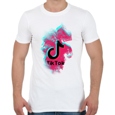 PRINTFASHION Lobogó Tik Tok logo - Férfi póló - Fehér férfi póló