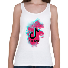 PRINTFASHION Lobogó Tik Tok logo - Női atléta - Fehér női trikó