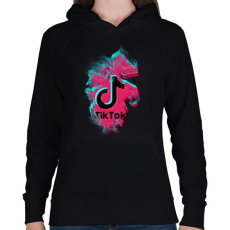 PRINTFASHION Lobogó Tik Tok logo - Női kapucnis pulóver - Fekete