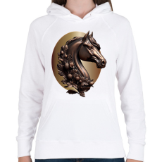 PRINTFASHION Lófej bronzból - Női kapucnis pulóver - Fehér