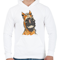PRINTFASHION Lófej - Férfi kapucnis pulóver - Fehér