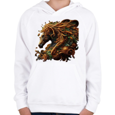 PRINTFASHION Lófej - Gyerek kapucnis pulóver - Fehér