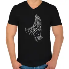 PRINTFASHION Lógó denevér - fehér - Férfi V-nyakú póló - Fekete férfi póló