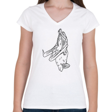 PRINTFASHION Lógó denevér - Női V-nyakú póló - Fehér