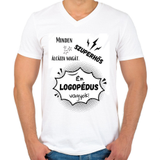 PRINTFASHION Logopédus 2 - Férfi V-nyakú póló - Fehér