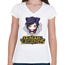 PRINTFASHION LOL Ahri - Női V-nyakú póló - Fehér női póló
