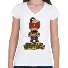 PRINTFASHION LOL Lee Sin - Női V-nyakú póló - Fehér női póló