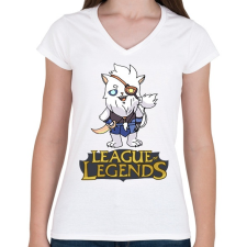 PRINTFASHION LOL Rengar - Női V-nyakú póló - Fehér női póló