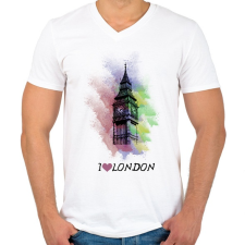 PRINTFASHION london - Férfi V-nyakú póló - Fehér férfi póló