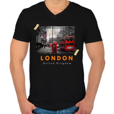 PRINTFASHION london - Férfi V-nyakú póló - Fekete férfi póló