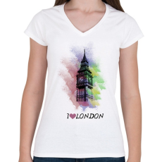 PRINTFASHION london - Női V-nyakú póló - Fehér