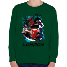 PRINTFASHION London utjain - Gyerek pulóver - Sötétzöld gyerek pulóver, kardigán