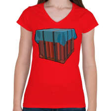 PRINTFASHION Lootbox - Női V-nyakú póló - Piros női póló