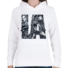 PRINTFASHION Los Angeles - Női kapucnis pulóver - Fehér női pulóver, kardigán