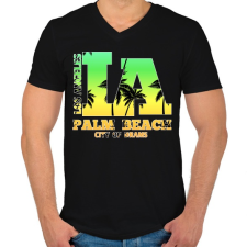 PRINTFASHION Los angeles palm beach - Férfi V-nyakú póló - Fekete férfi póló