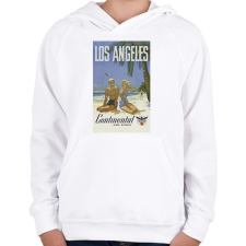 PRINTFASHION Los Angeles Retró - Gyerek kapucnis pulóver - Fehér gyerek pulóver, kardigán