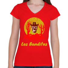 PRINTFASHION los banditos - Női V-nyakú póló - Piros női póló