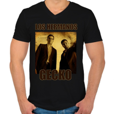 PRINTFASHION LOS HERMANOS GECKO - Férfi V-nyakú póló - Fekete