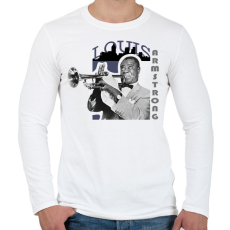 PRINTFASHION Louis Armstrong - Férfi hosszú ujjú póló - Fehér