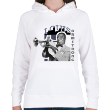 PRINTFASHION Louis Armstrong - Női kapucnis pulóver - Fehér női pulóver, kardigán