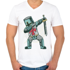 PRINTFASHION Lovag táncoló - Dancing knight - Férfi V-nyakú póló - Fehér férfi póló